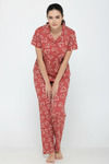 Zivame Knit Cotton Pyjama Set - Burnt Brick — thumbnail 6